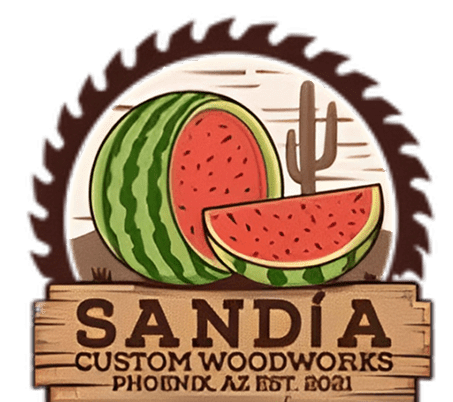 Watermelon and cactus logo with text.